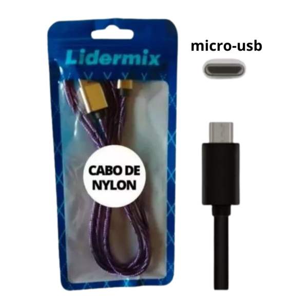 Cabo USB V8 de Nylon Lidermix - Image 2