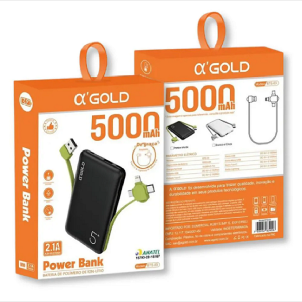 Carregador Portátil Power Bank - 5000mAh