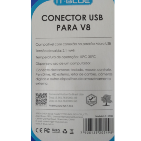 Conector/Adaptador USB p/Micro USB (V8) - Image 2